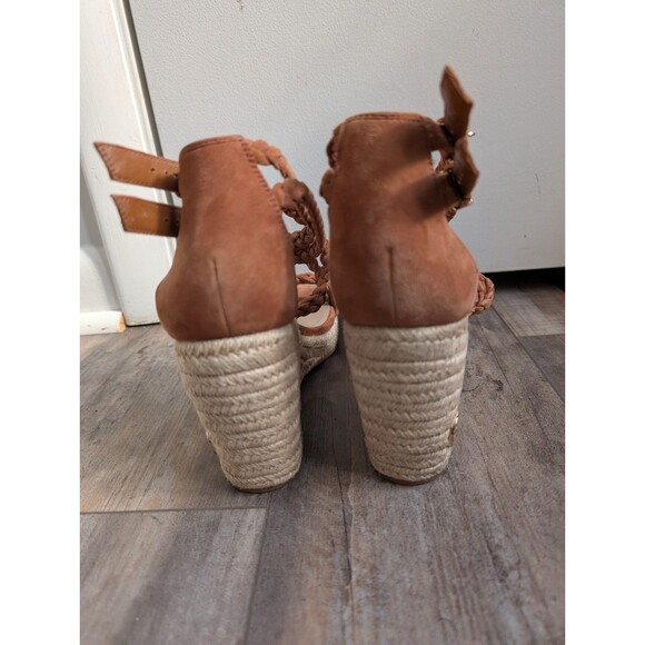 TORY BURCH Bailey Moss Brown Suede Braided Ankle Strap Wedges Size 11 - Picture 5 of 6